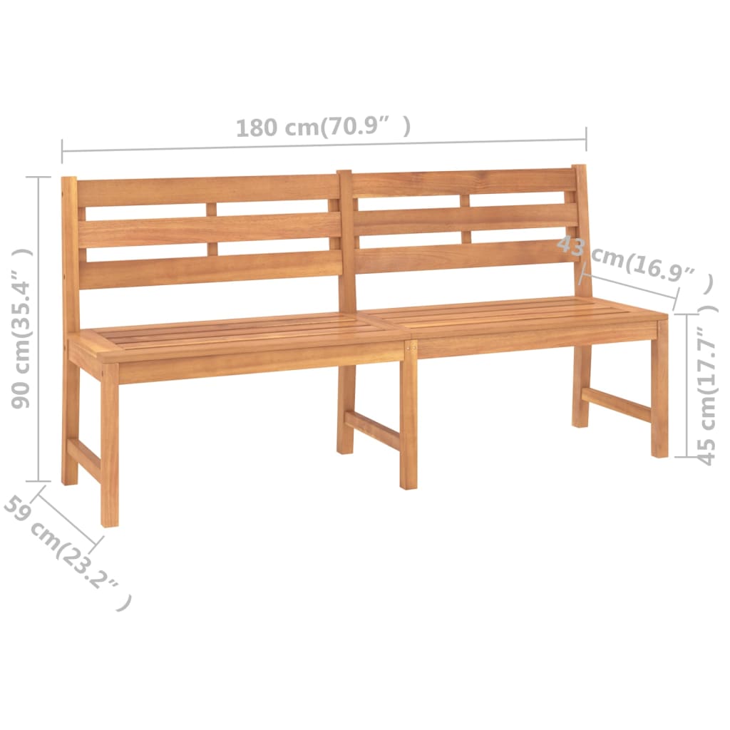 vidaXL Gartenbank 180 cm Massivholz Teak