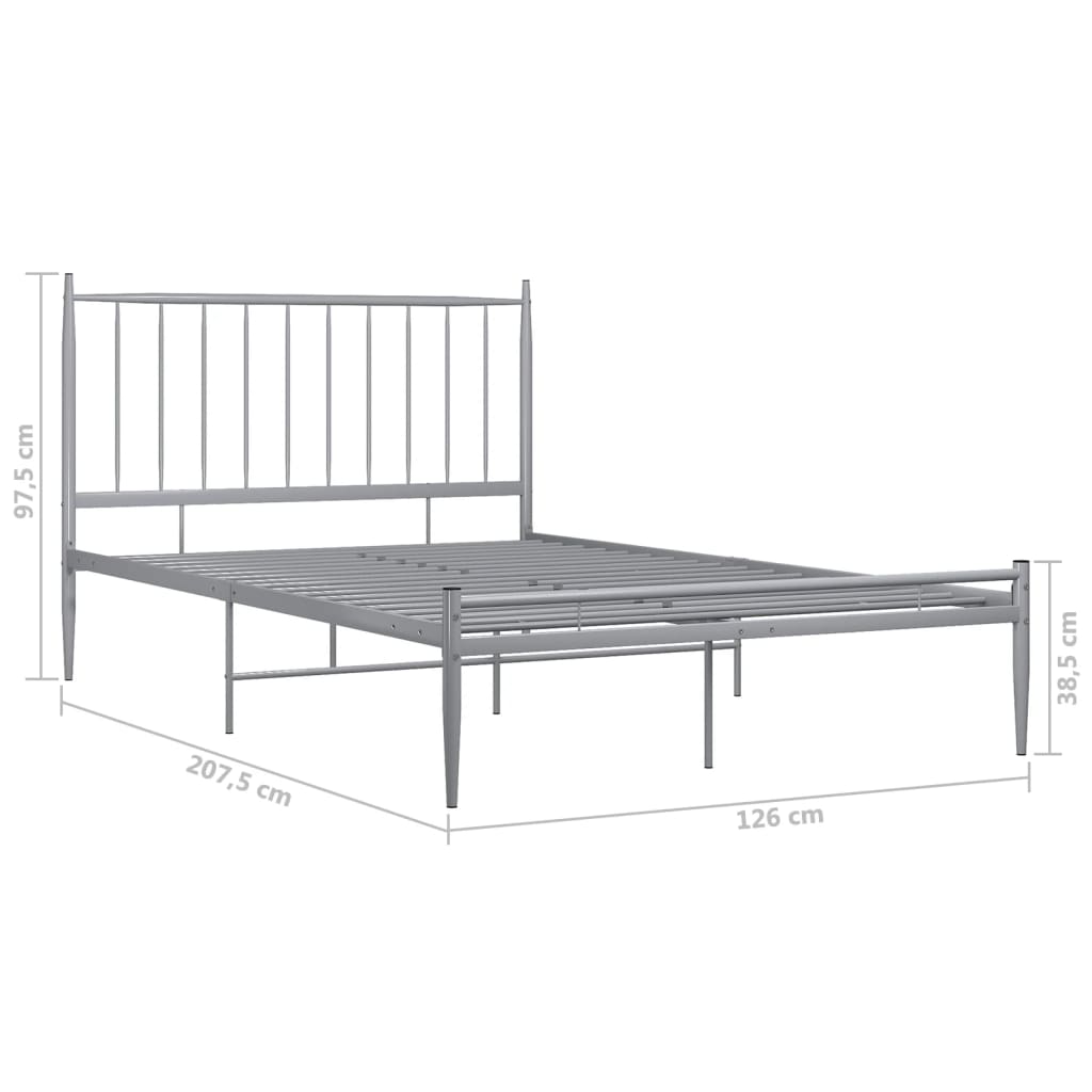 vidaXL Bett Grau Metall 120x200 cm