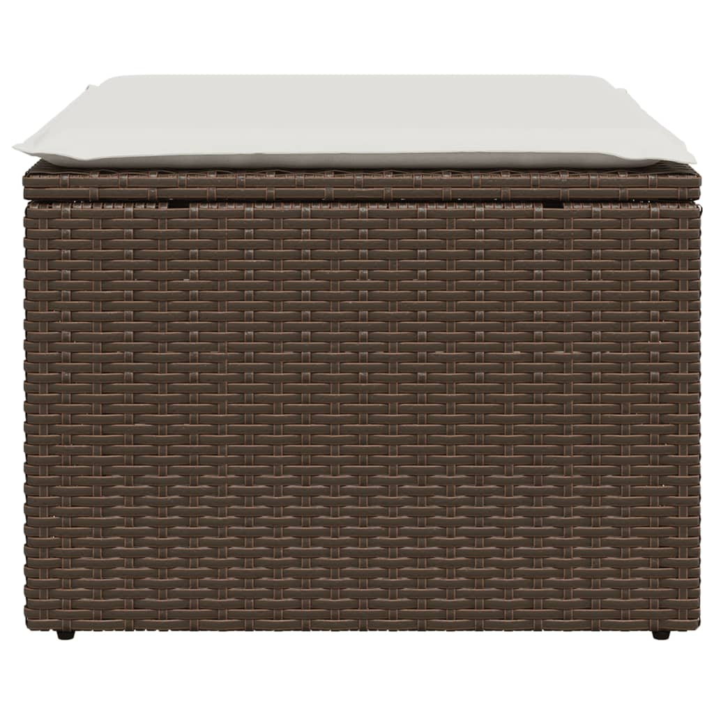 vidaXL Gartenhocker mit Kissen Braun 55x55x37 cm Poly Rattan