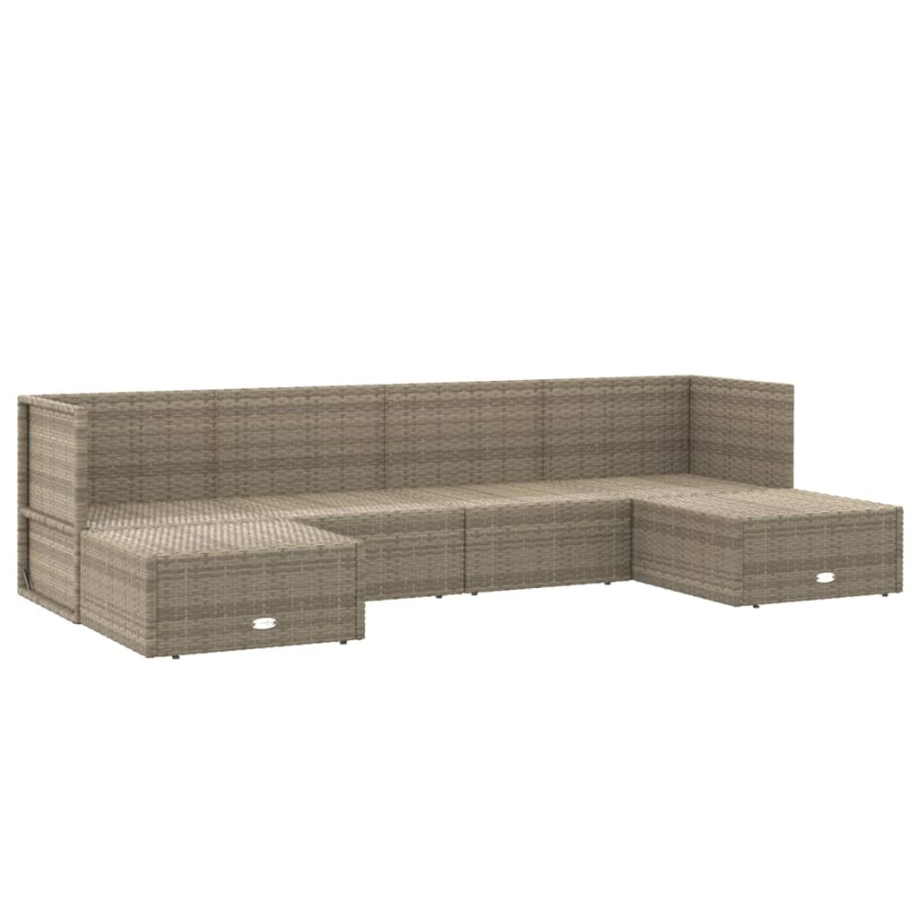 vidaXL 6-tlg. Garten-Lounge-Set mit Kissen Grau Poly Rattan