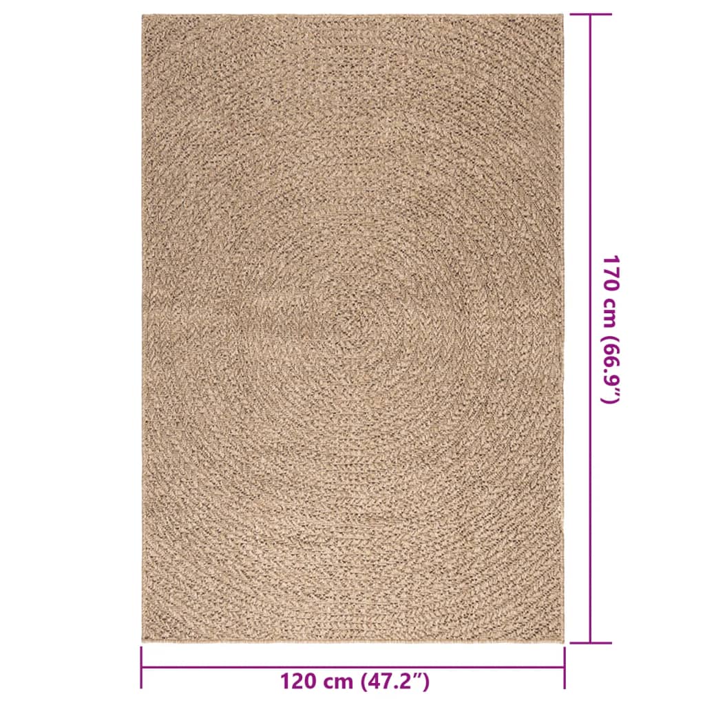 vidaXL Teppich ZIZUR 120x170 cm Jute-Optik Indoor und Outdoor