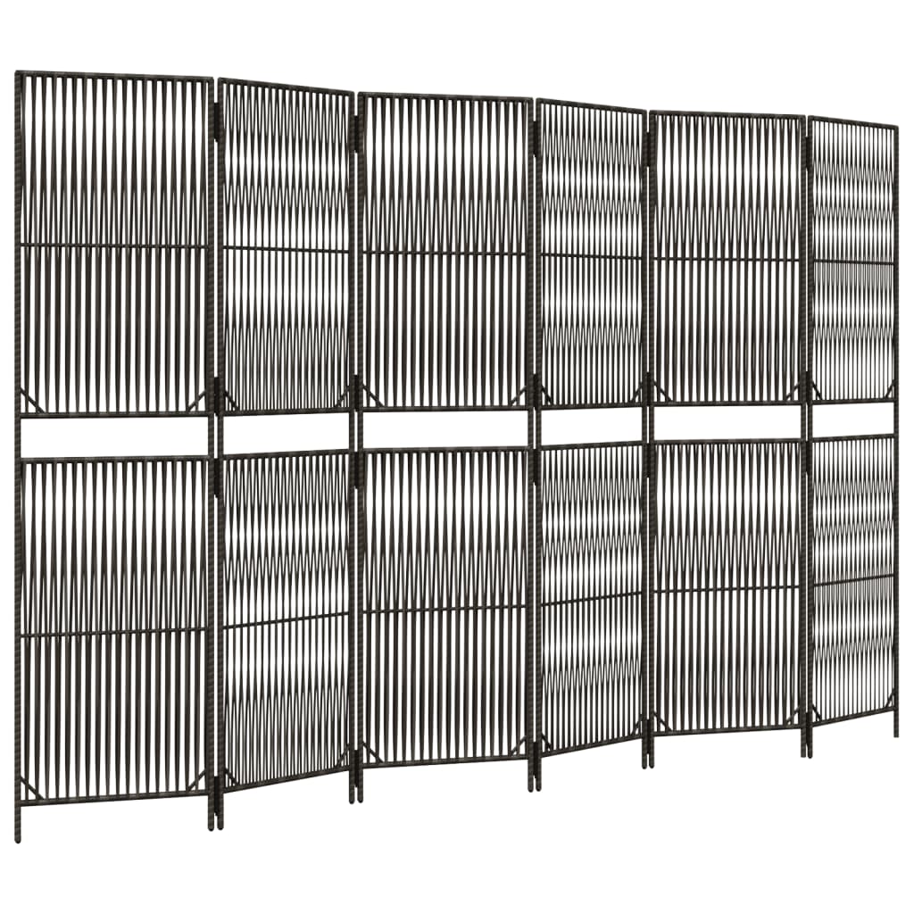 vidaXL Paravent 6-tlg. Grau Poly Rattan