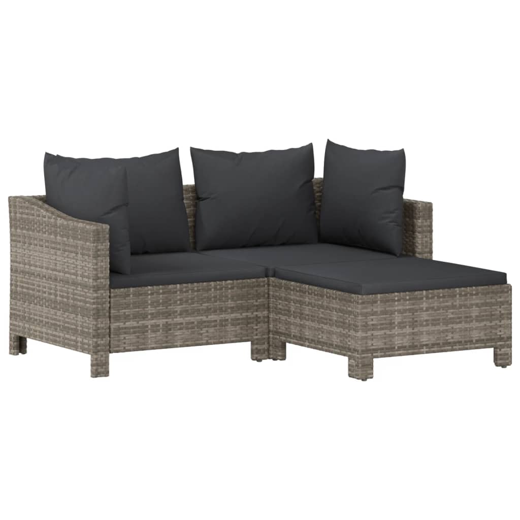 vidaXL 6-tlg. Garten-Lounge-Set mit Kissen Grau Poly Rattan