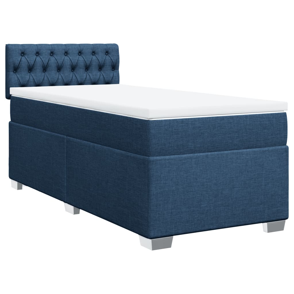 vidaXL Boxspringbett mit Matratze Blau 90x190 cm Stoff