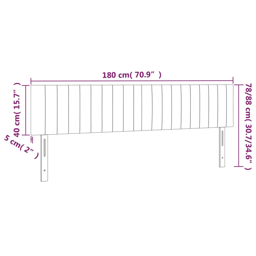 vidaXL LED Kopfteil Dunkelgrau 180x5x78/88 cm Samt