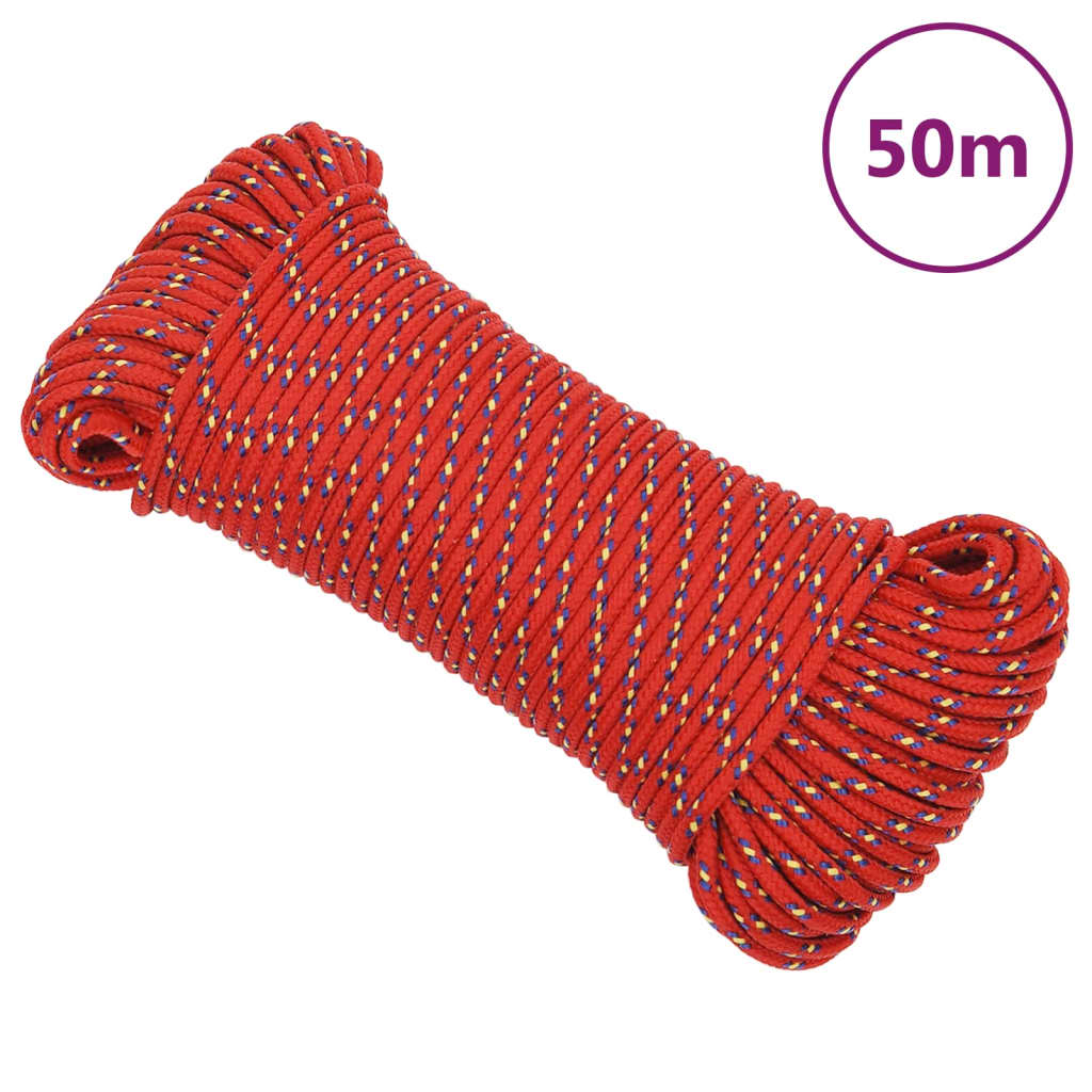 vidaXL Bootsseil Rot 4 mm 50 m Polypropylen