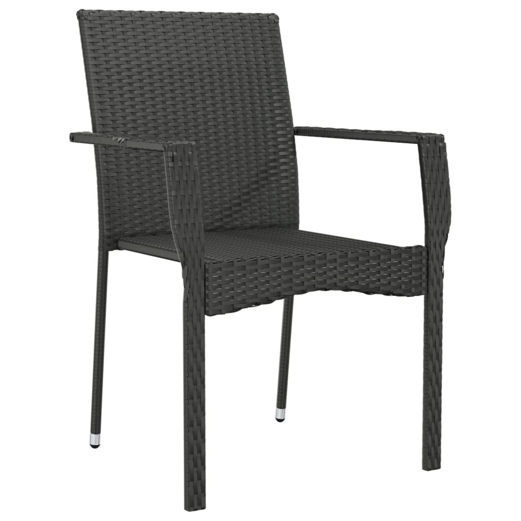 vidaXL Gartenstühle mit Kissen 4 Stk. Poly Rattan Schwarz