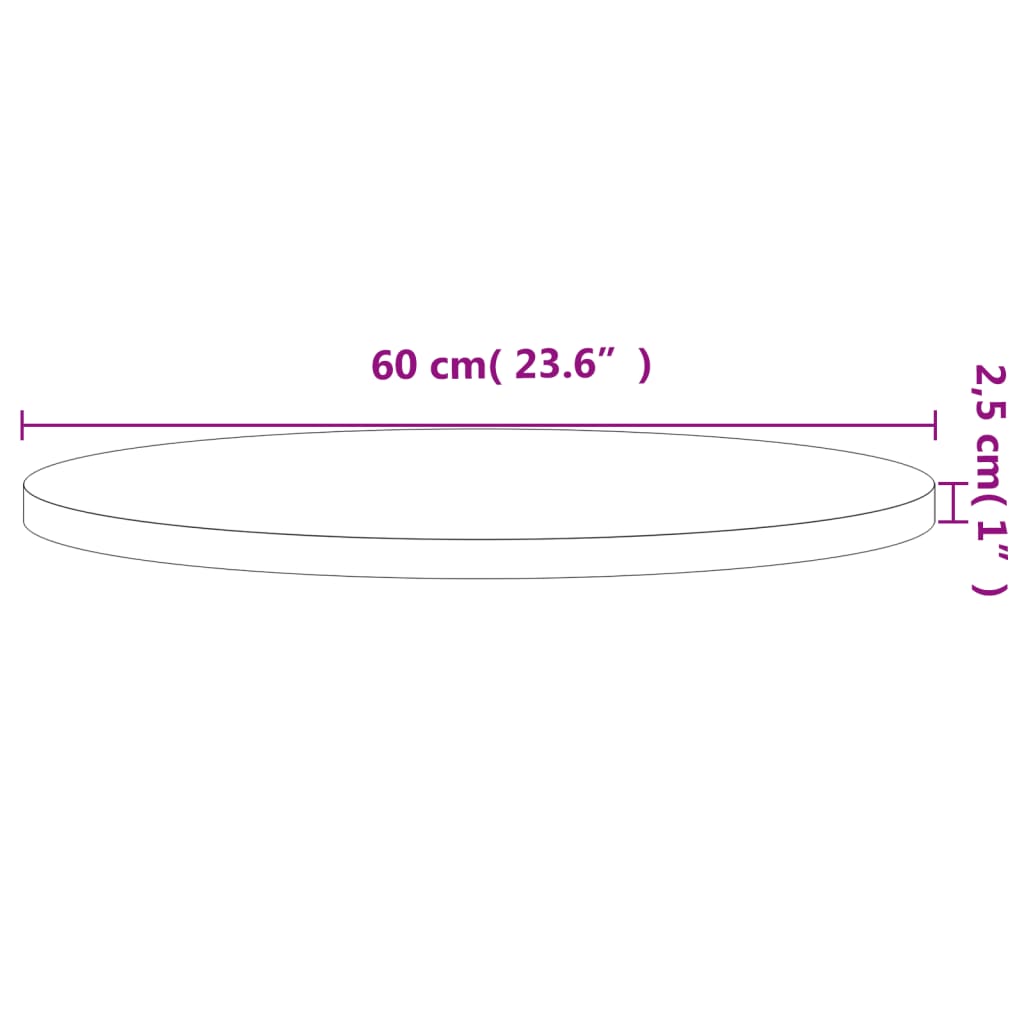 vidaXL Tischplatte Ø60x2,5 cm Rund Massivholz Buche