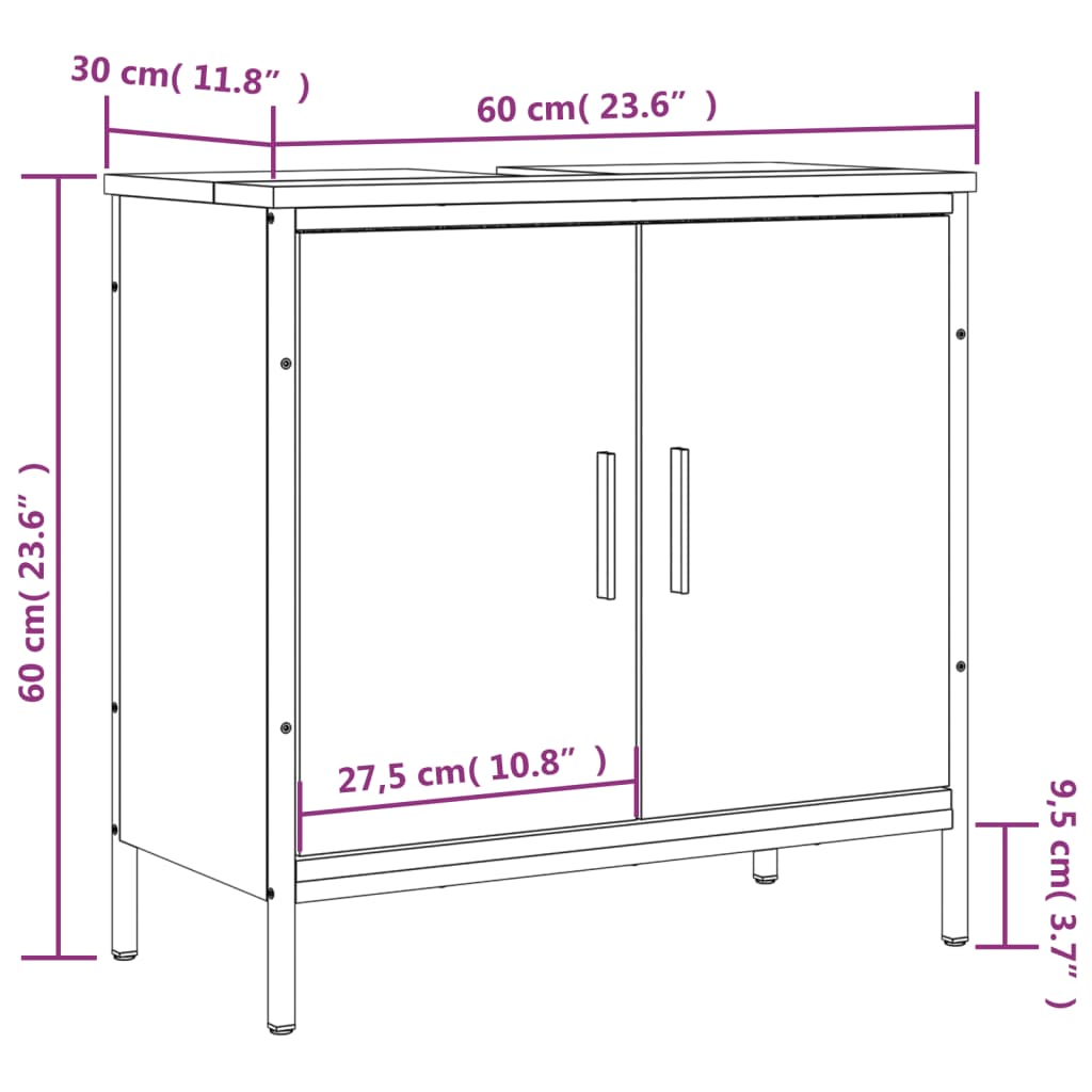 vidaXL Waschbeckenunterschrank Braun Eichen-Optik 60x30x60 cm