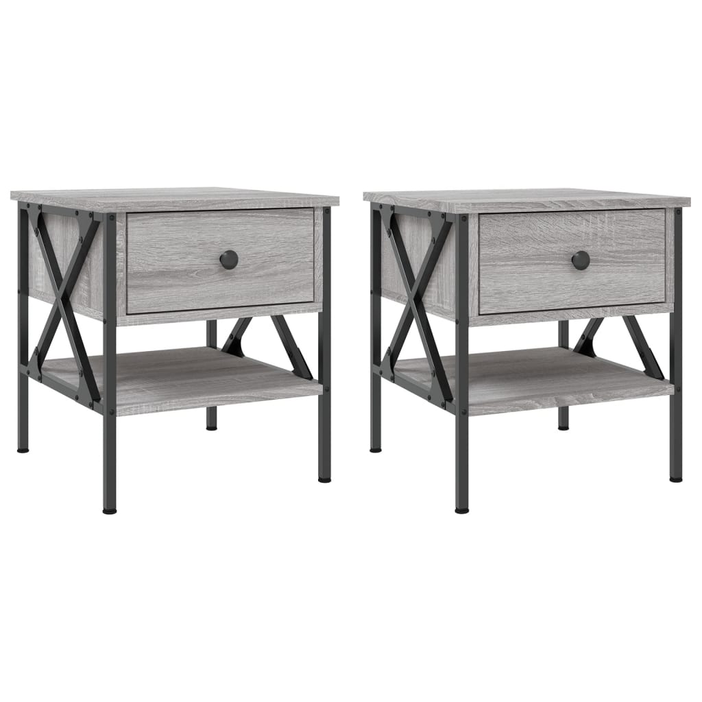 vidaXL Nachttische 2 Stk. Grau Sonoma 40x42x45 cm Holzwerkstoff