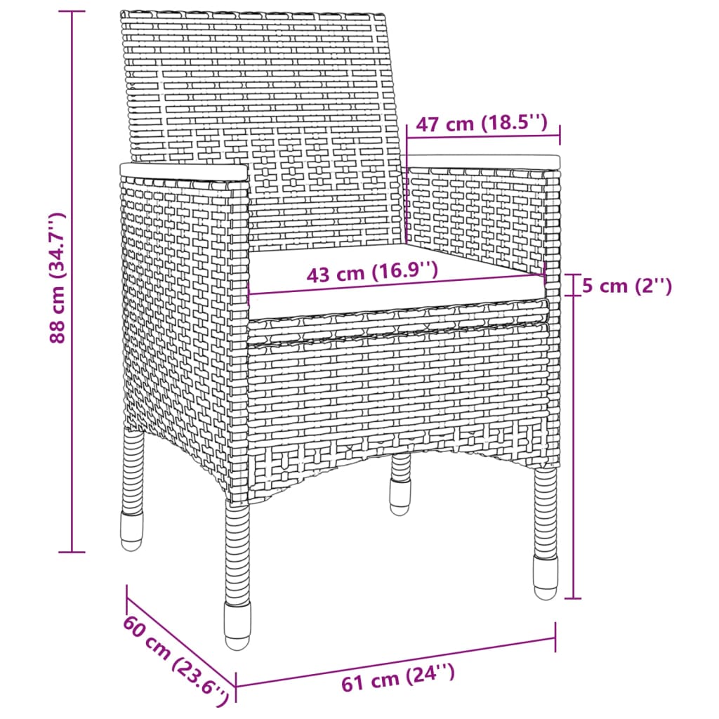 vidaXL 9-tlg. Garten-Essgruppe mit Kissen Poly Rattan und Glas