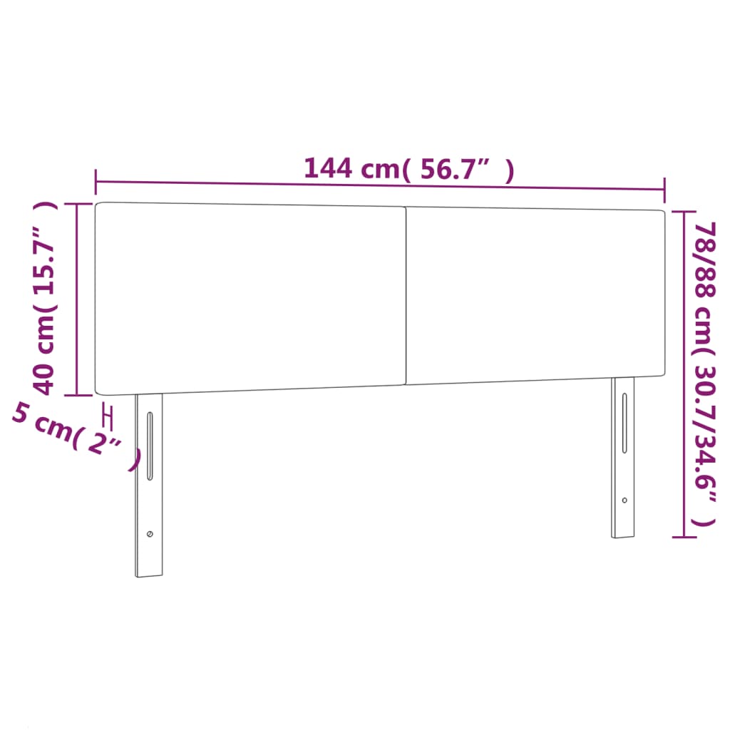 vidaXL Kopfteile 2 Stk. Hellgrau 72x5x78/88 cm Stoff