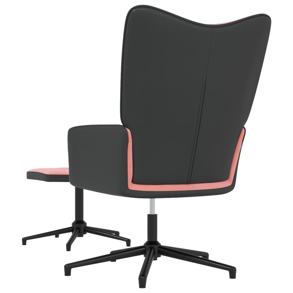 vidaXL Relaxsessel mit Hocker Rosa Samt und PVC