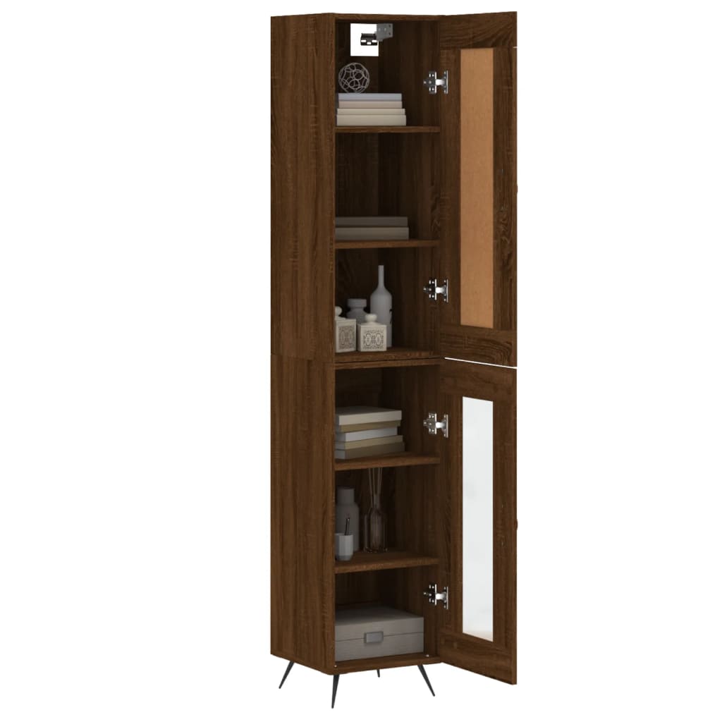 vidaXL Highboard Braun Eichen-Optik 34,5x34x180 cm Holzwerkstoff