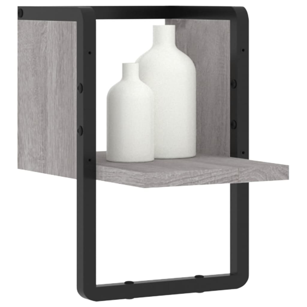 vidaXL Wandregal mit Stange Grau Sonoma 20x25x30 cm