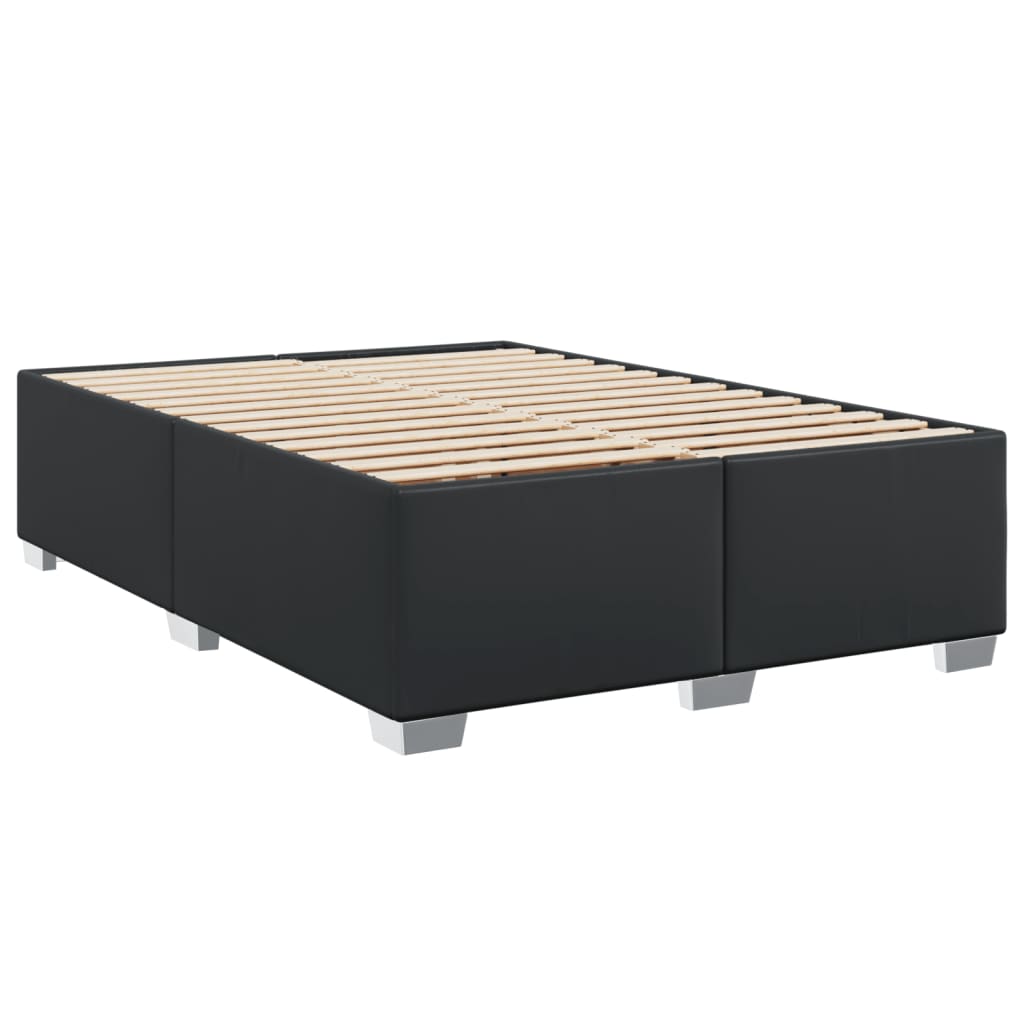 vidaXL Boxspringbett mit Matratze Schwarz 140x200 cm Kunstleder