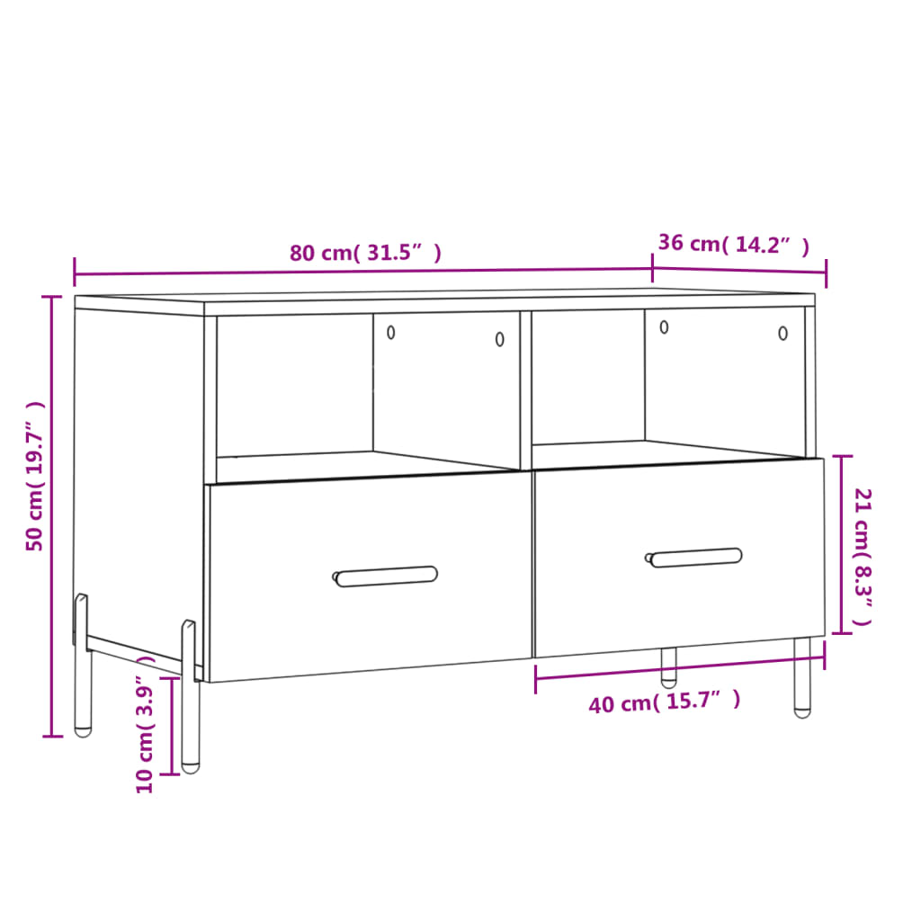 vidaXL TV-Schrank Schwarz 80x36x50 cm Holzwerkstoff