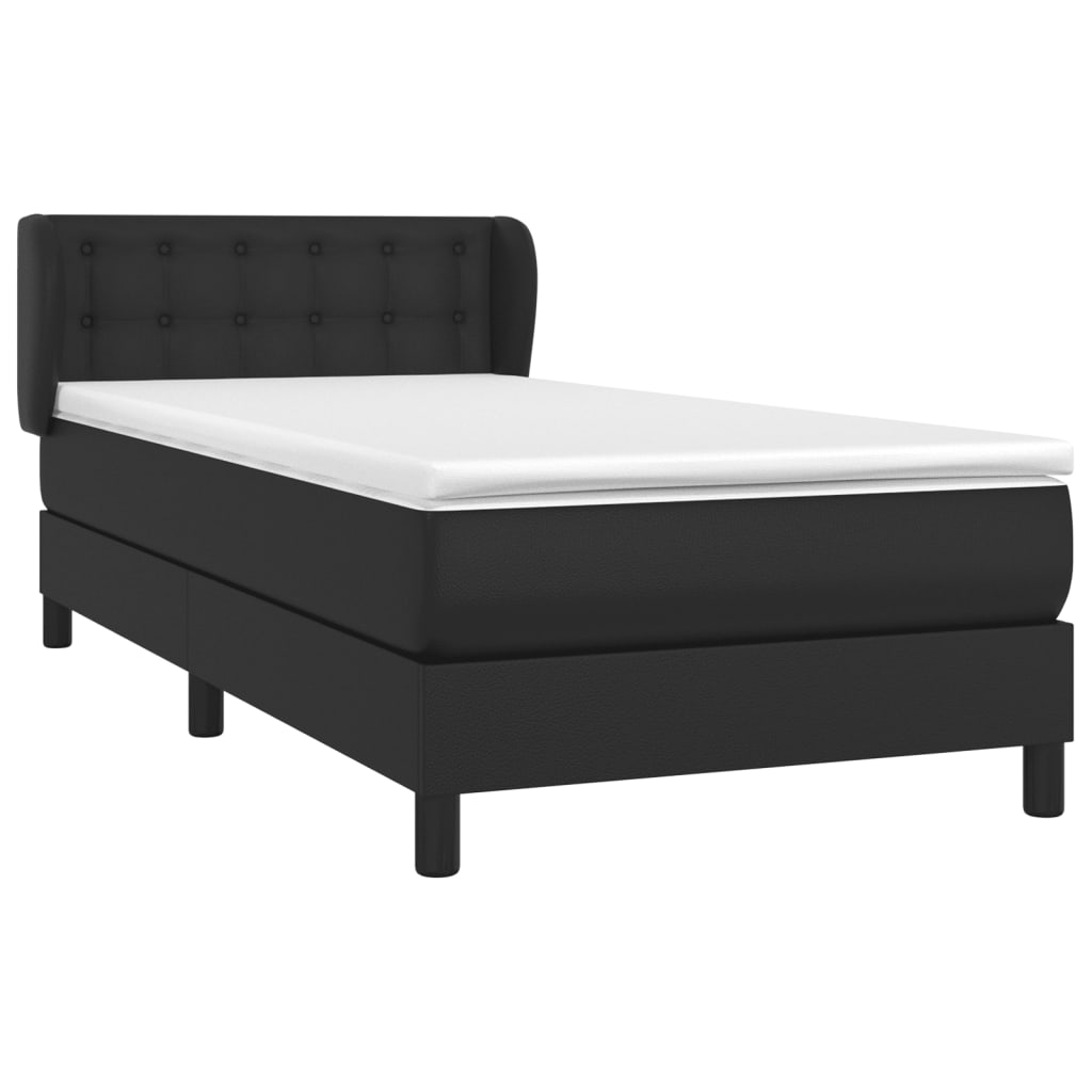 vidaXL Boxspringbett mit Matratze Schwarz 80x200 cm Kunstleder