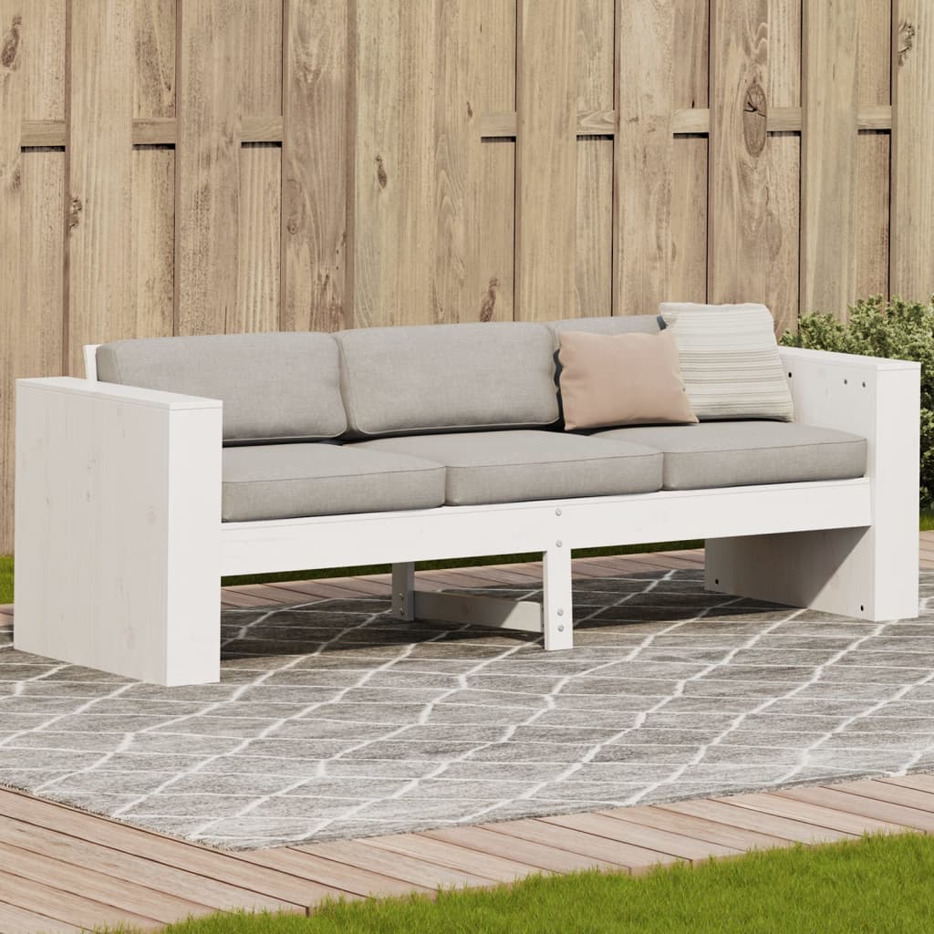 vidaXL Gartensofa 3-Sitzer Weiß 189x60x62 cm Massivholz Kiefer