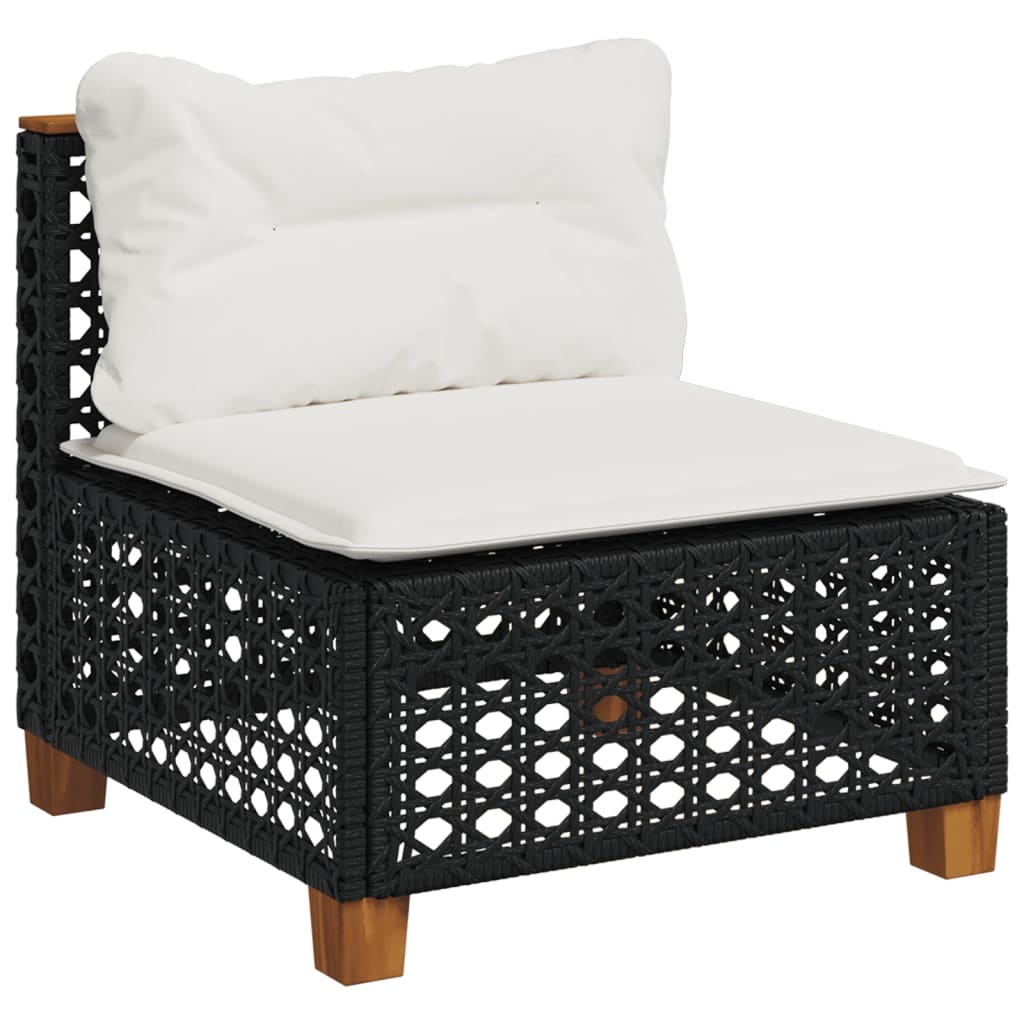 vidaXL 10-tlg. Garten-Sofagarnitur mit Kissen Schwarz Poly Rattan