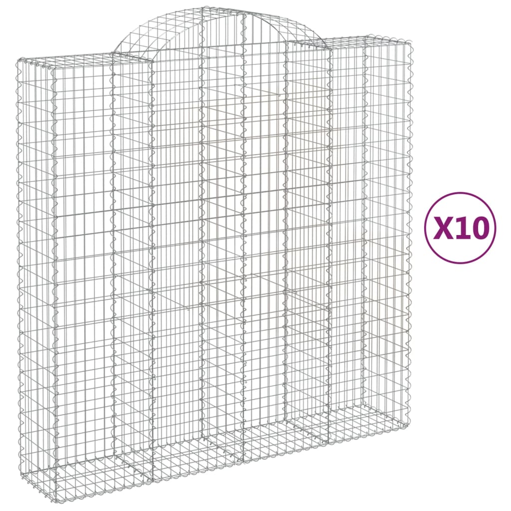 vidaXL Gabionen mit Hochbogen 10Stk. 200x50x200/220cm Verzinktes Eisen