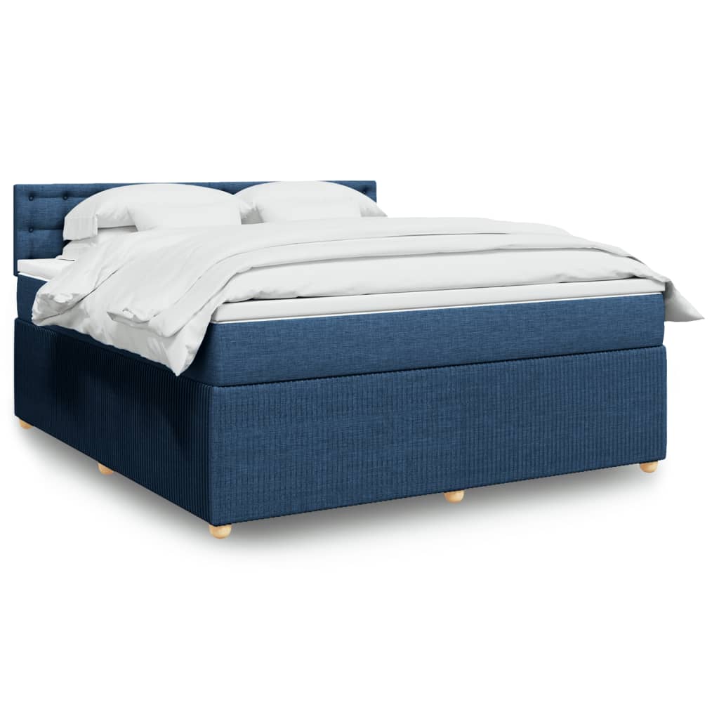 vidaXL Boxspringbett mit Matratze Blau 180x200 cm Stoff