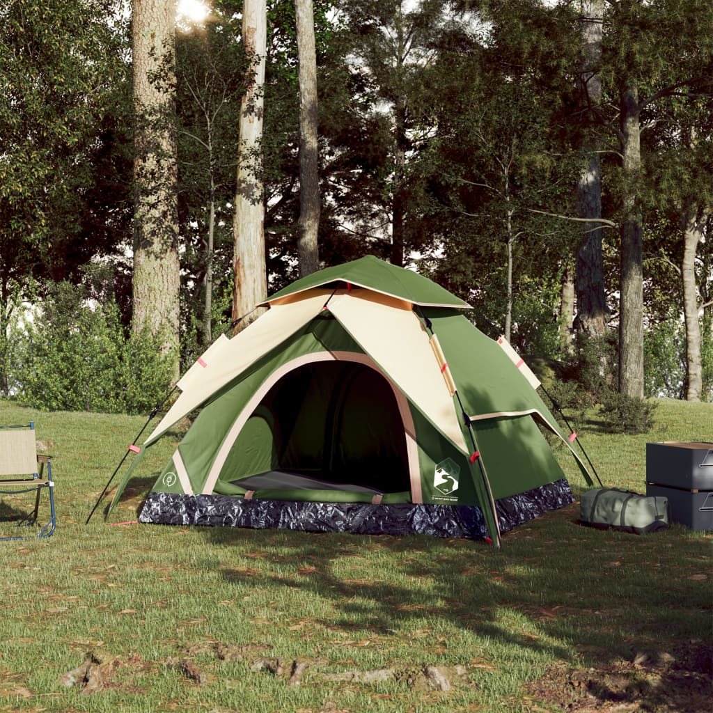 vidaXL Kuppel-Campingzelt 3 Personen Grün Quick Release