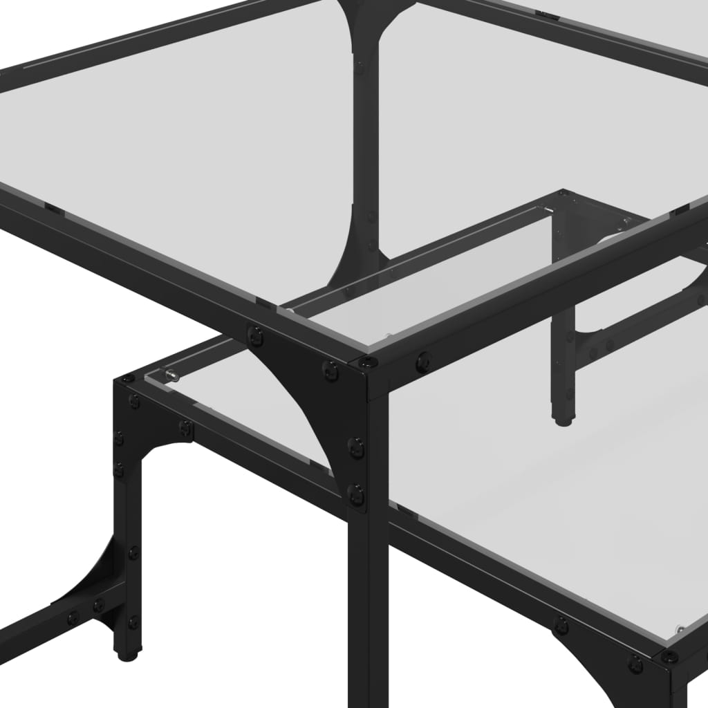 vidaXL Couchtisch mit Glasplatte Transparent 98,5x50x45 cm Stahl