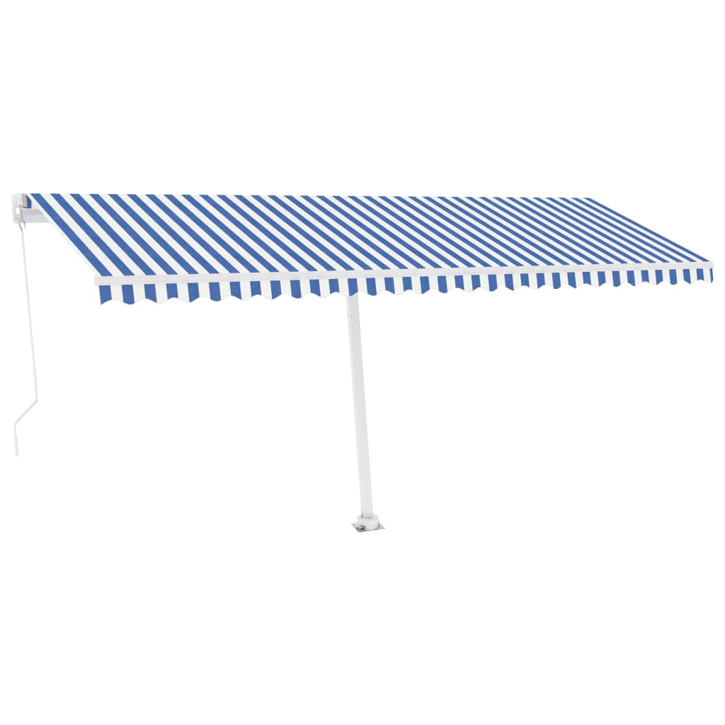 vidaXL Standmarkise Manuell Einziehbar 500x350 cm Blau/Weiß