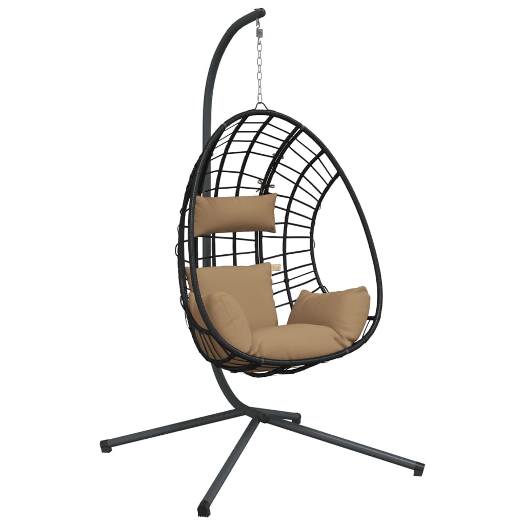 vidaXL Hängesessel Ei-Design mit Ständer Taupe Rattan und Stahl