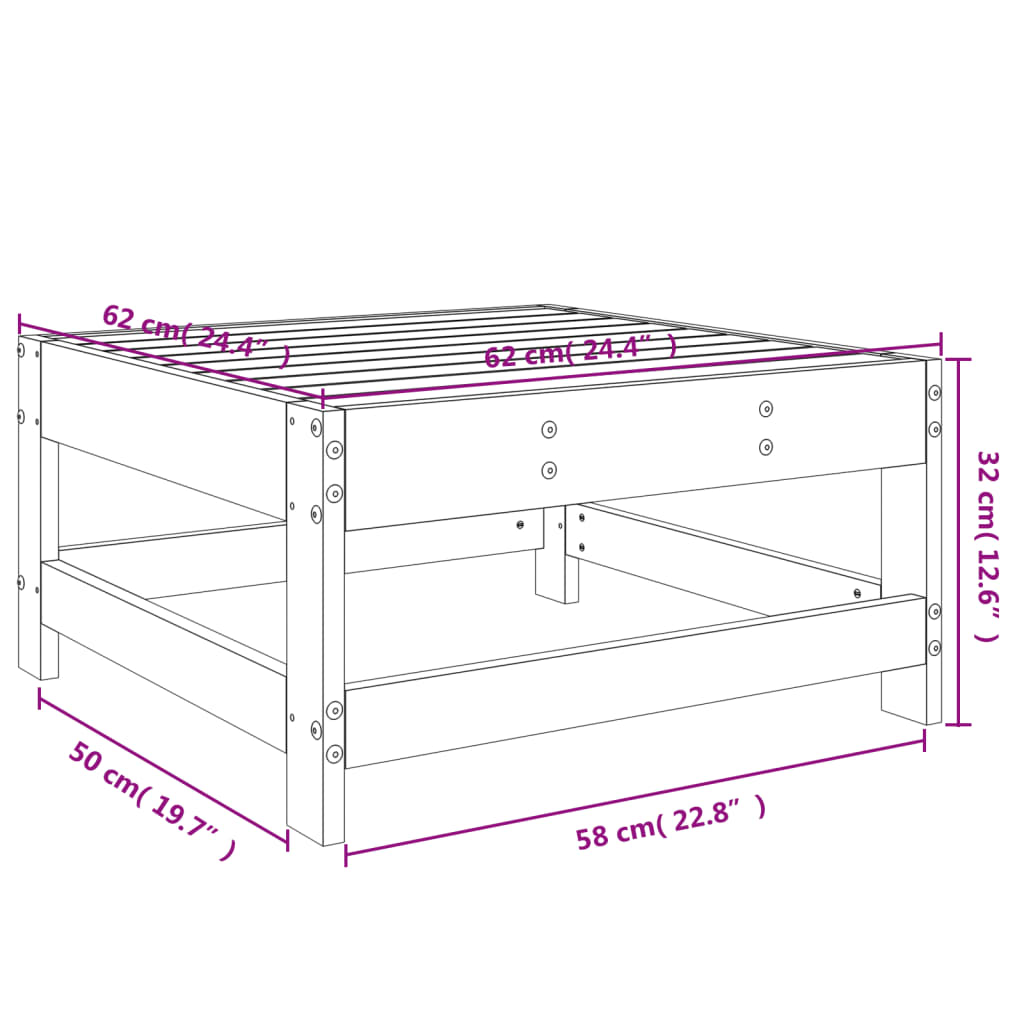 vidaXL Gartenhocker Grau Massivholz Kiefer