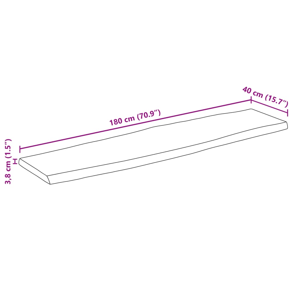 vidaXL Tischplatte mit Baumkante 180x40x3,8 cm Massivholz Mango