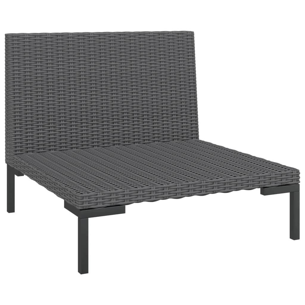 vidaXL Gartensofas 2 Stk. mit Kissen Halbrundes Poly Rattan