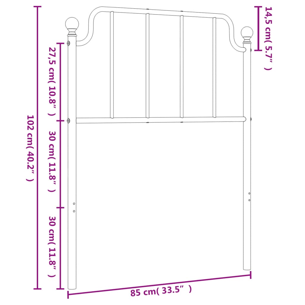 vidaXL Kopfteil Metall Schwarz 80 cm