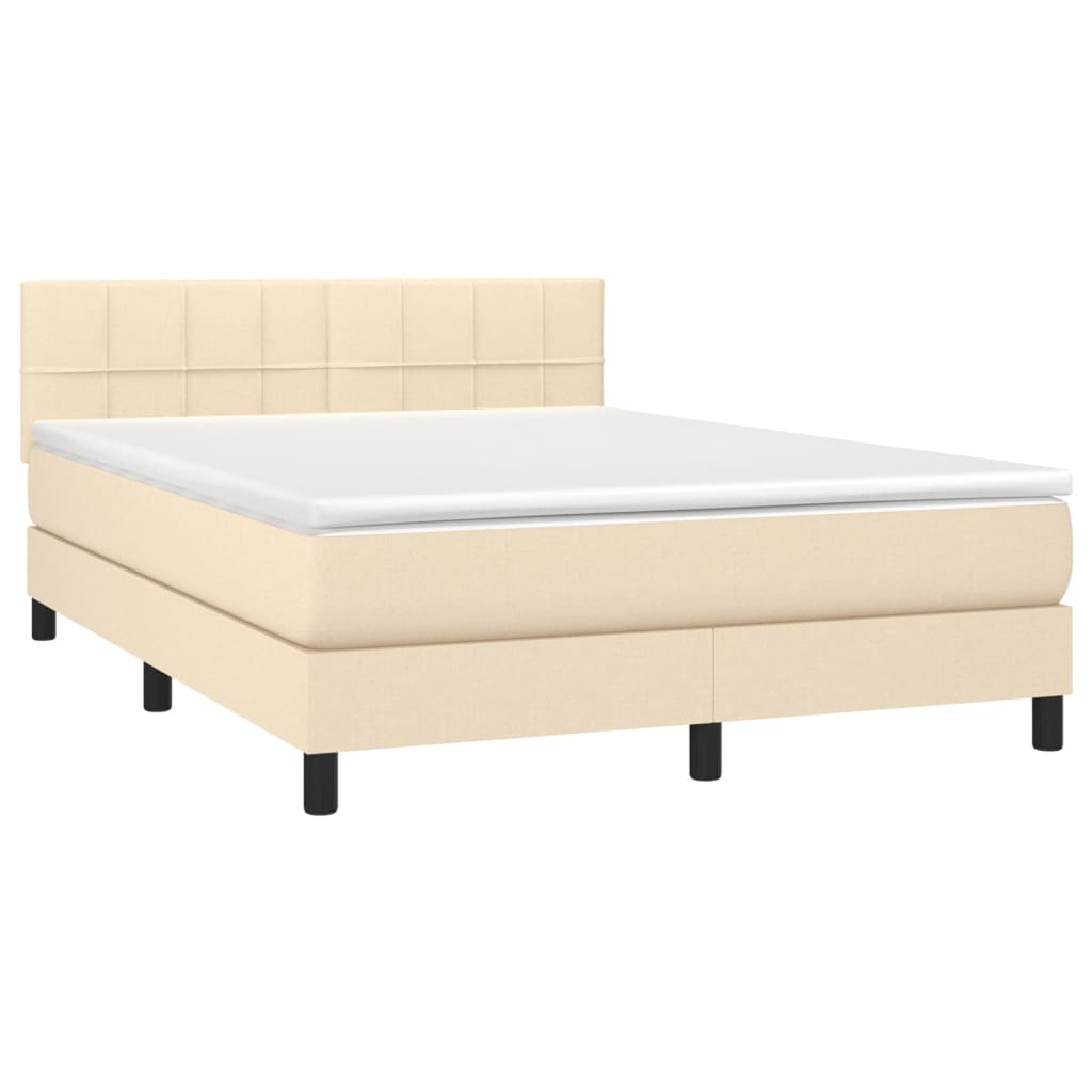 vidaXL Boxspringbett mit Matratze Creme 140x200 cm Stoff