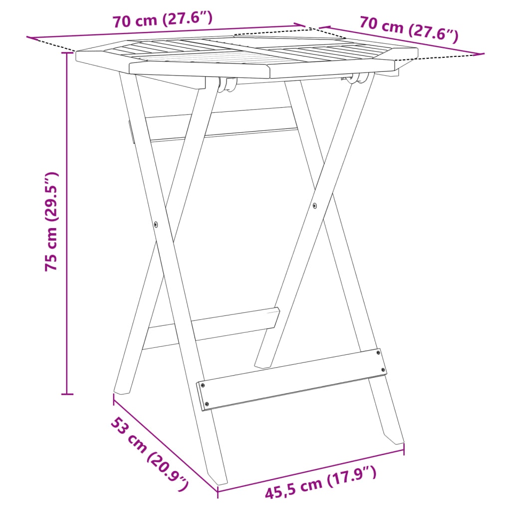 vidaXL Gartentisch Klappbar Ø70x75 cm Massivholz Akazie