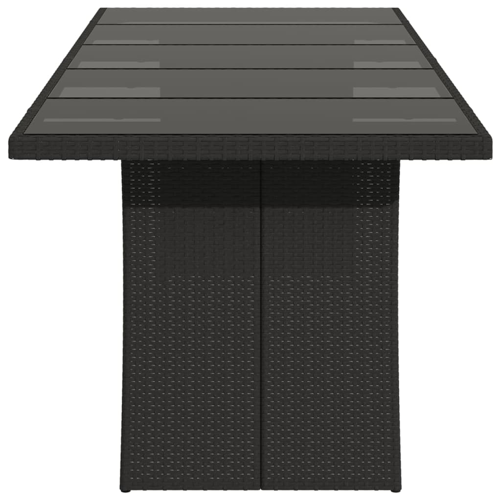 vidaXL Gartentisch mit Glasplatte Schwarz 240x90x75 cm Poly Rattan