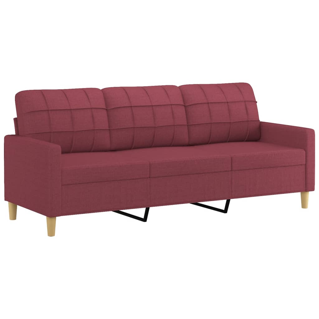 vidaXL 3-Sitzer-Sofa mit Hocker Weinrot 180 cm Stoff