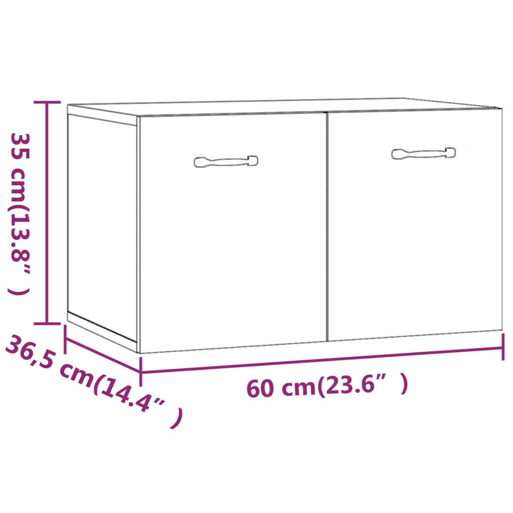 vidaXL Wandschrank Hochglanz-Weiß 60x36,5x35 cm Holzwerkstoff