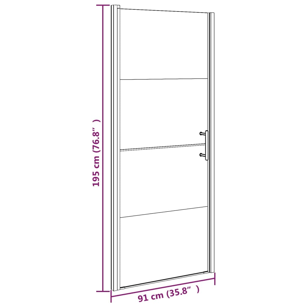 vidaXL Duschtür 91x195 cm Halbmatt Hartglas Schwarz