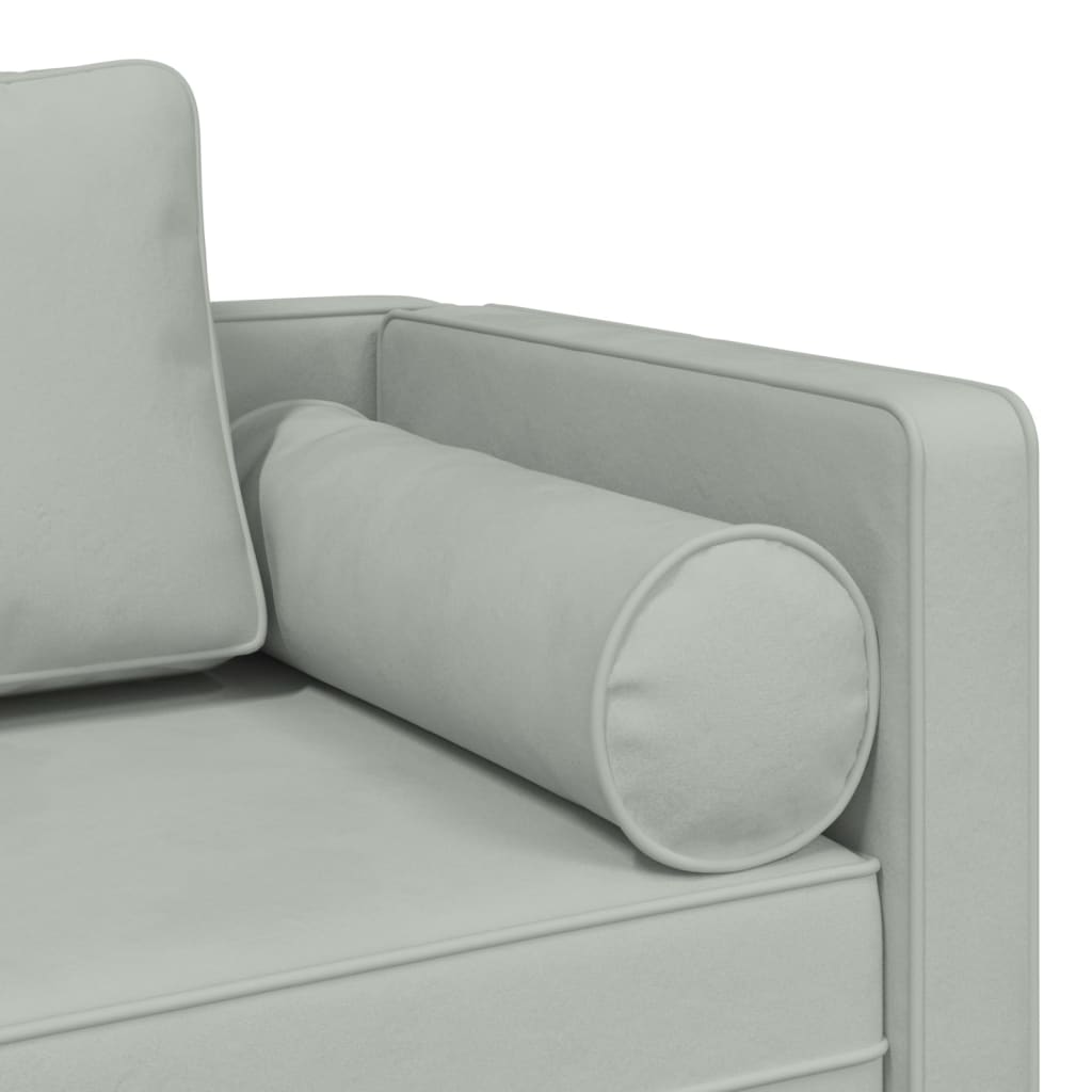 vidaXL Chaiselongue mit Kissen Hellgrau Samt