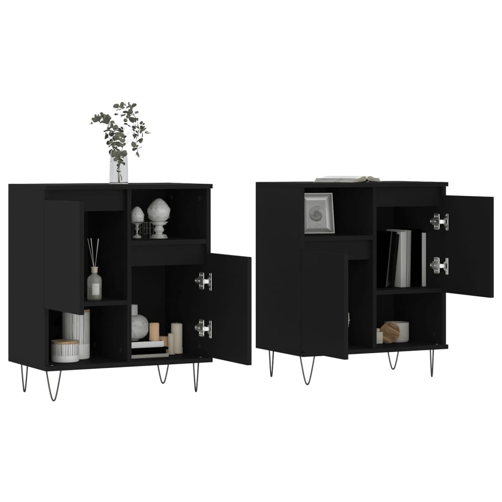 vidaXL Sideboards 2 Stk. Schwarz Holzwerkstoff