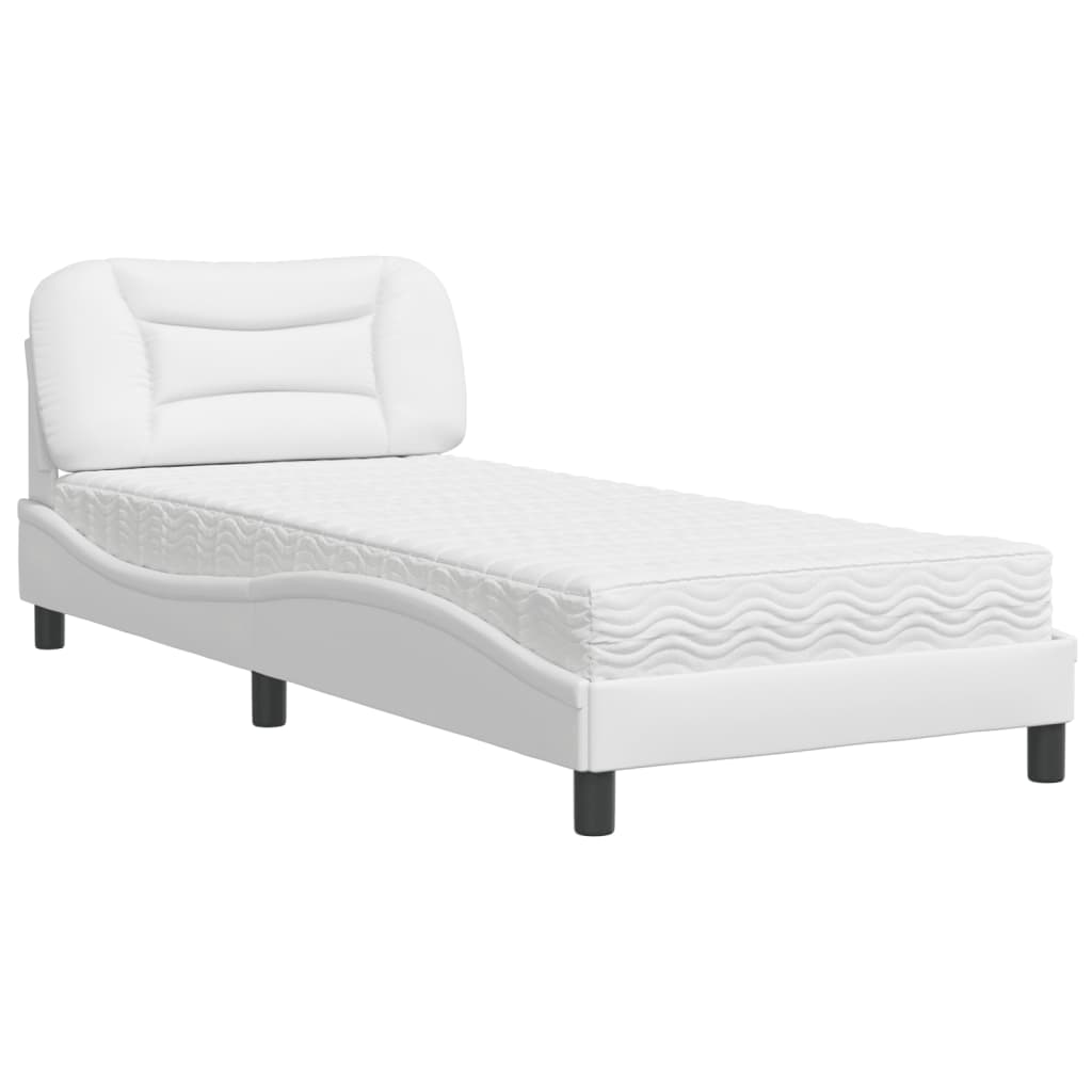 vidaXL Bett mit Matratze Weiß 80x200 cm Kunstleder