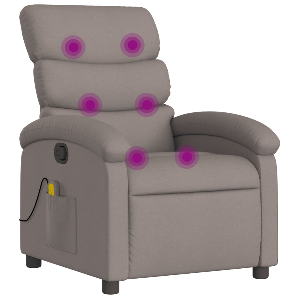 vidaXL Massagesessel Taupe Stoff