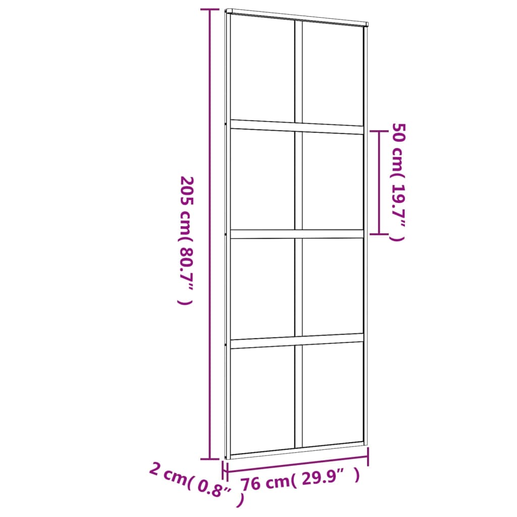 vidaXL Schiebetür Golden 76x205 cm ESG-Klarglas und Aluminium