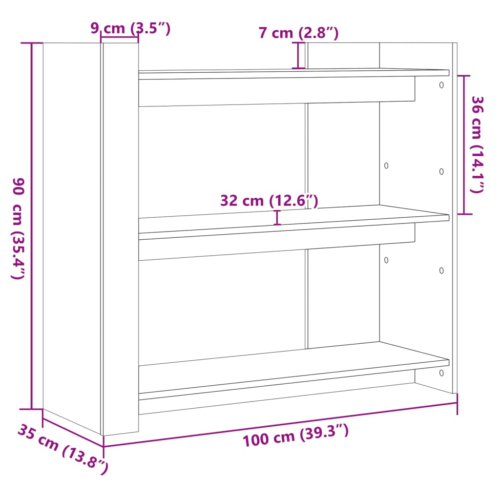 vidaXL Konsolentisch Sonoma-Eiche 100x35x90 cm Holzwerkstoff