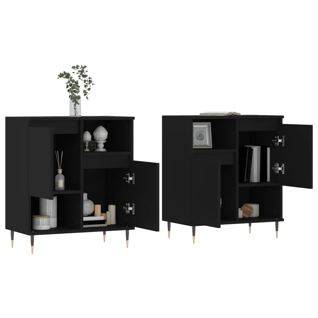 vidaXL Sideboards 2 Stk. Schwarz Holzwerkstoff