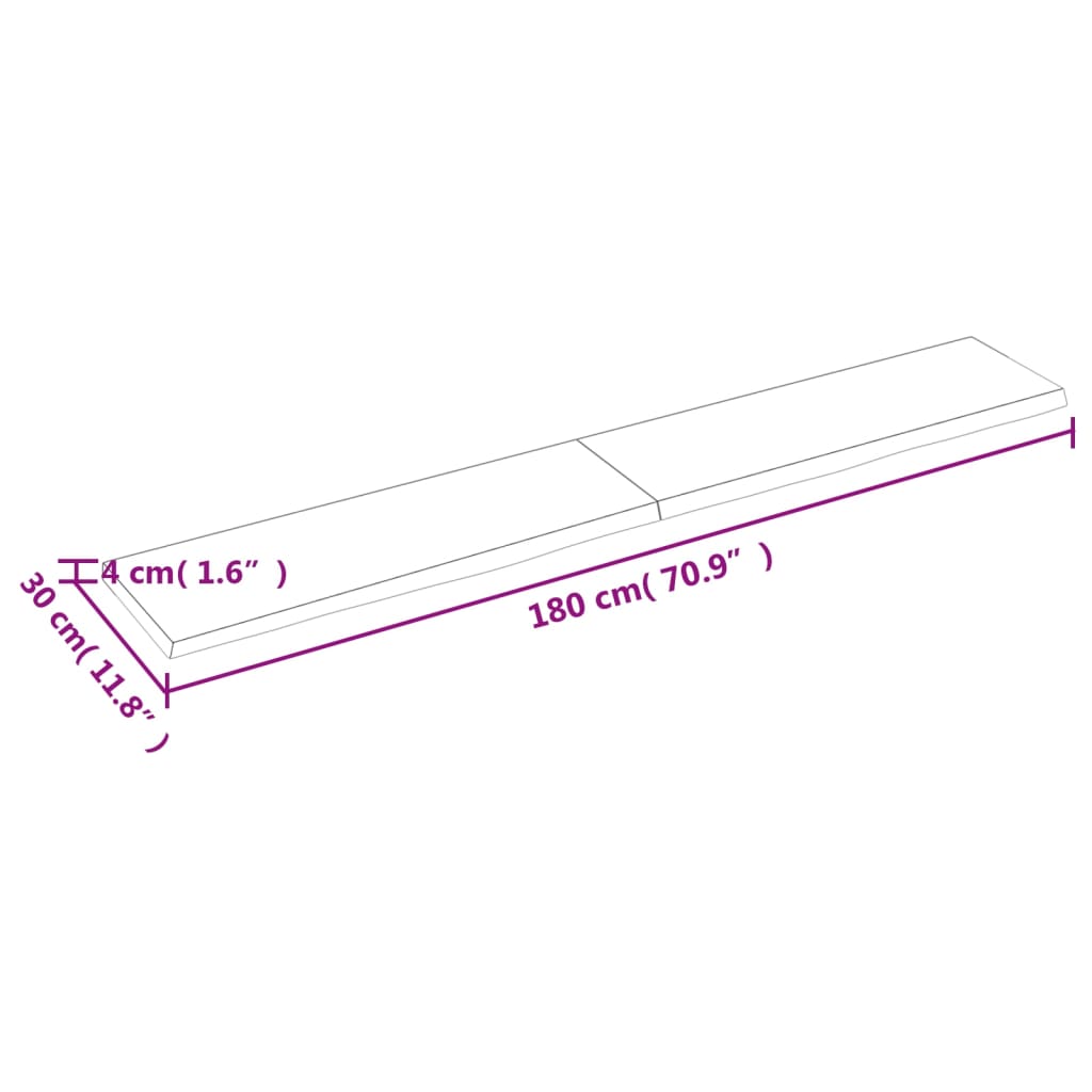 vidaXL Waschtischplatte Hellbraun 180x30x(2-4) cm Massivholz Behandelt