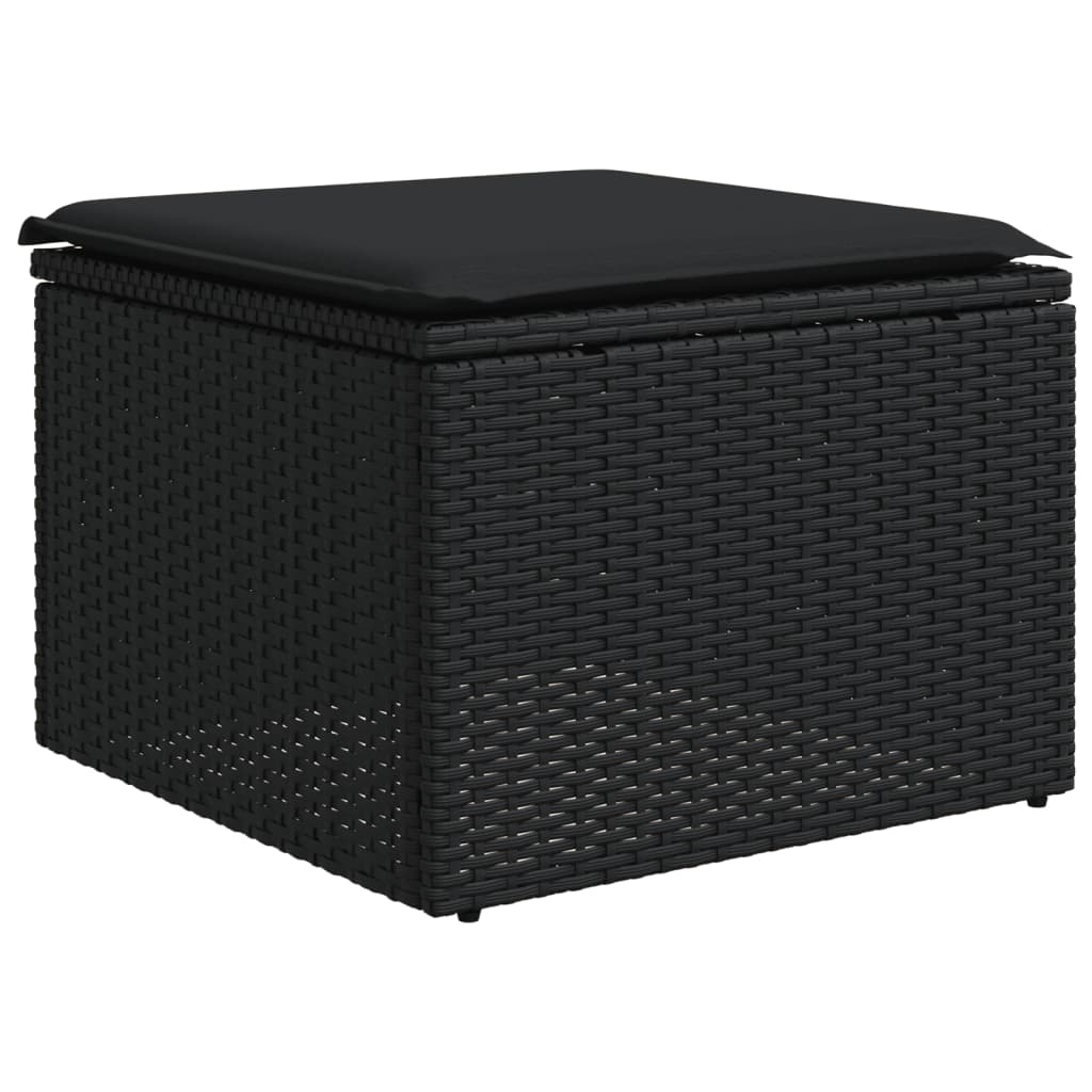 vidaXL 9-tlg. Garten-Sofagarnitur mit Kissen Schwarz Poly Rattan