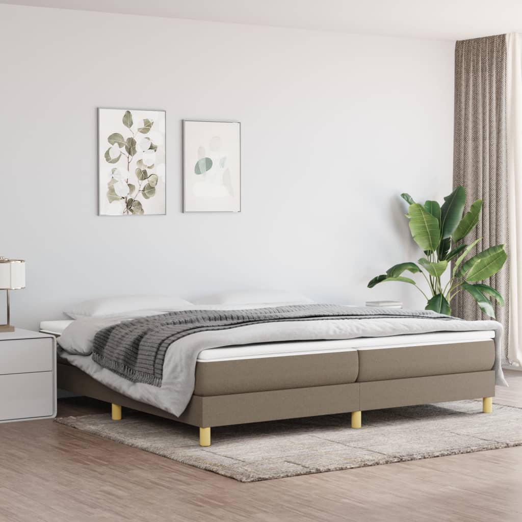 vidaXL Boxspringbett mit Matratze Taupe 200x200 cm Stoff